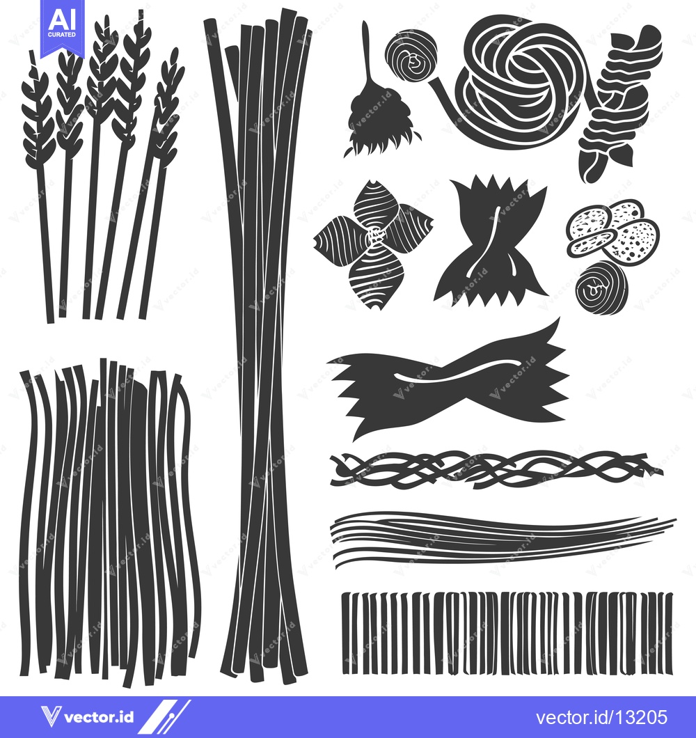 Premium Vector dari A Collection of Different Types of Pasta and Wheat Spikes