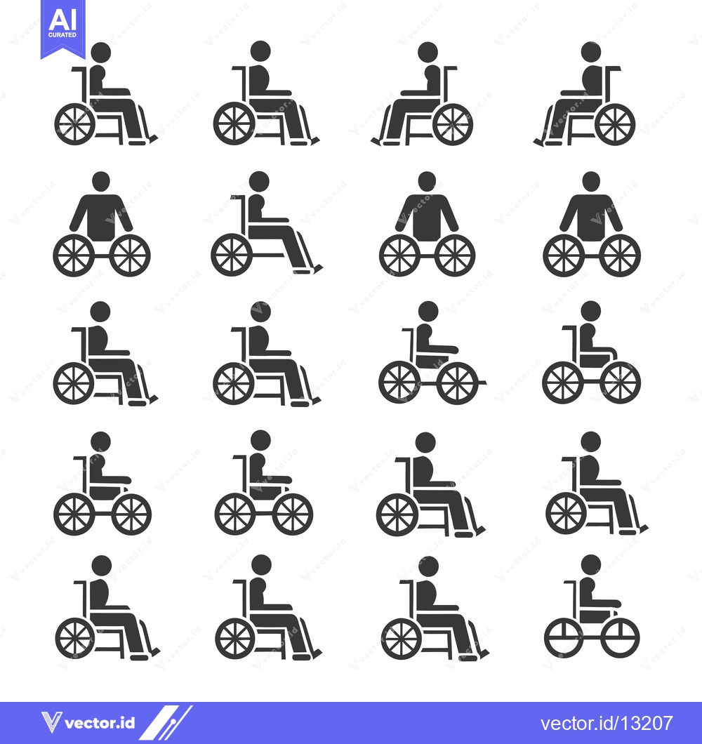 Premium Vector of A Collection of Different Wheelchair Icon Variations