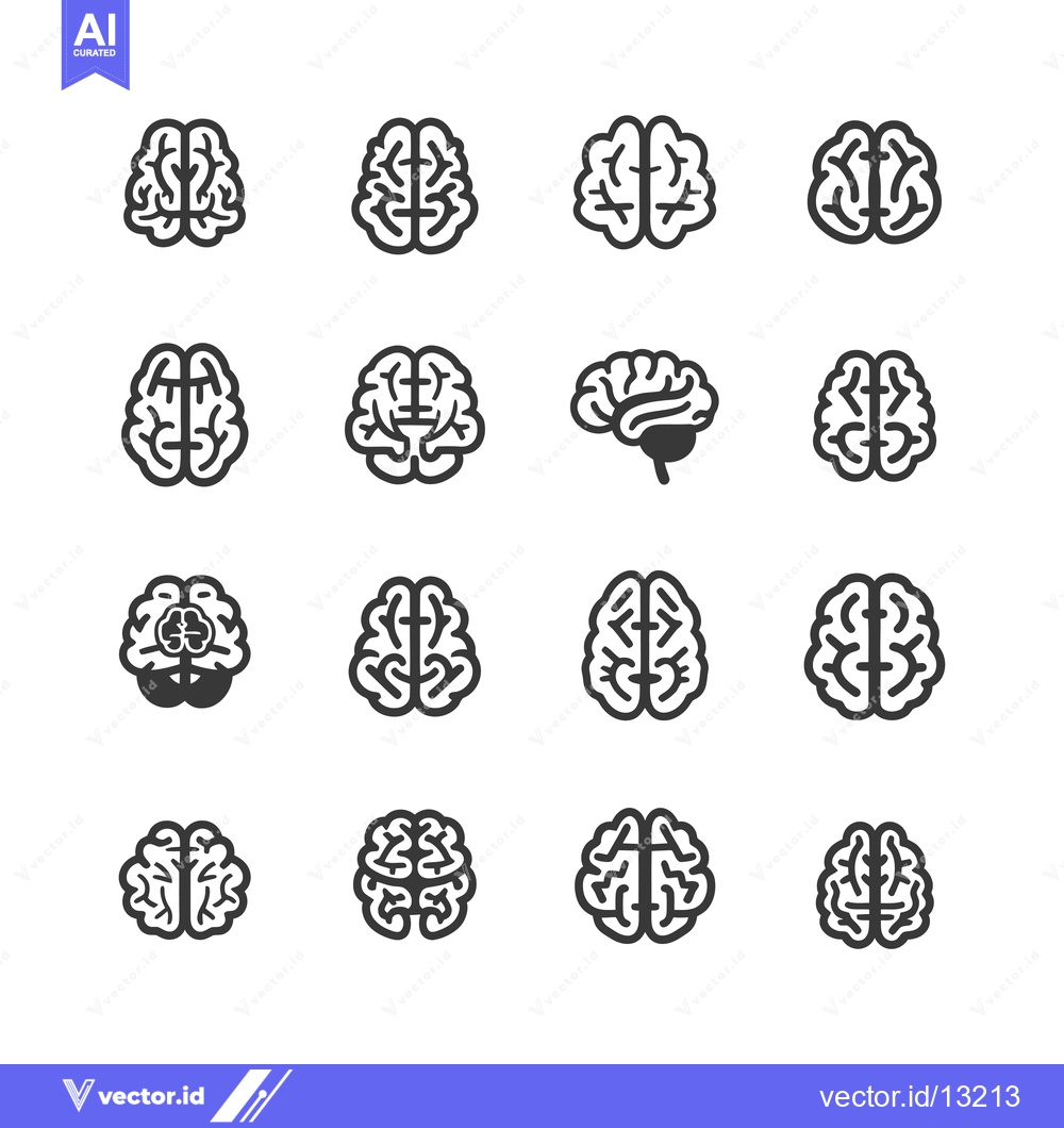 Premium Vector dari A Collection of Diverse Brain Icons in Black and White