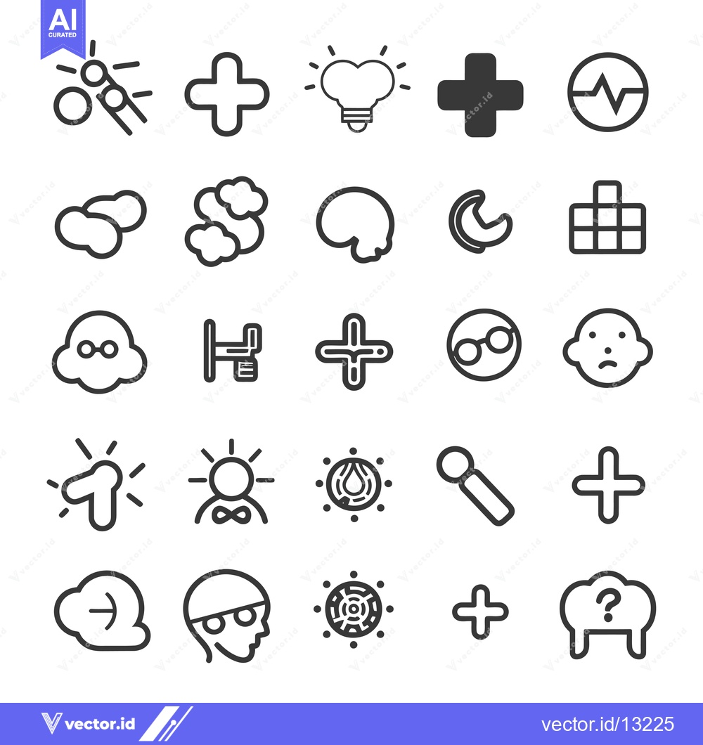 Premium Vector of A Collection of Diverse Line Icons, Including Medical, Cloud, and Idea