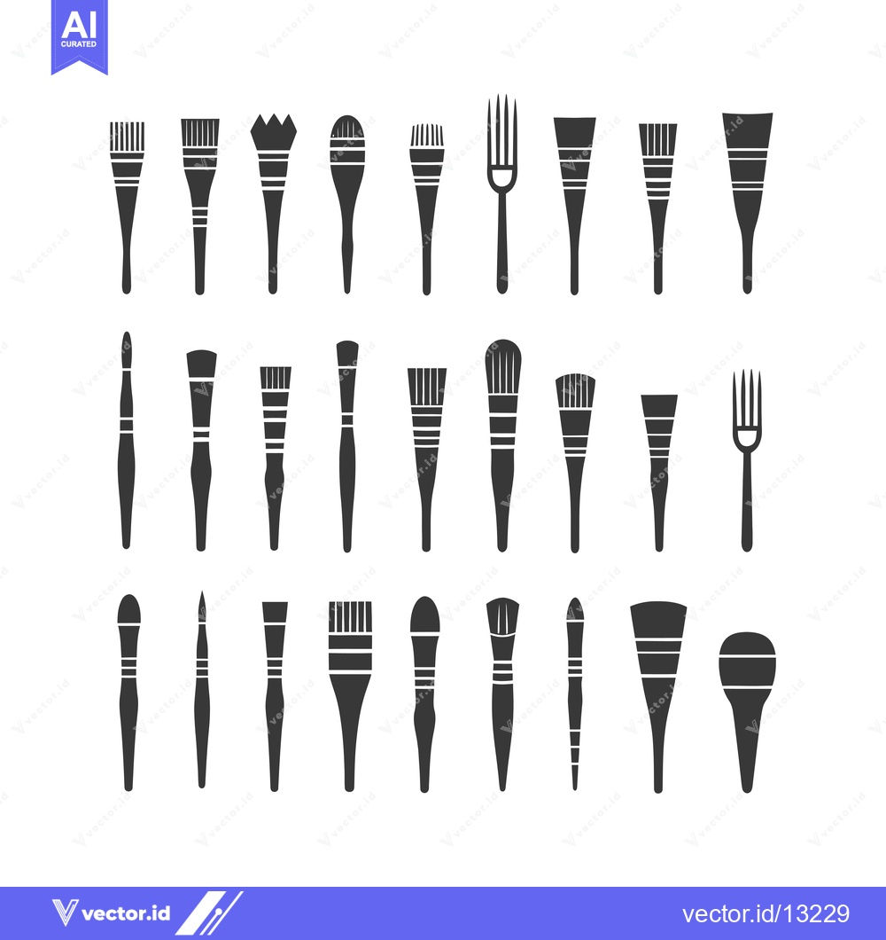 Premium Vector dari A Collection of Diverse Paint Brushes and Palette Knives