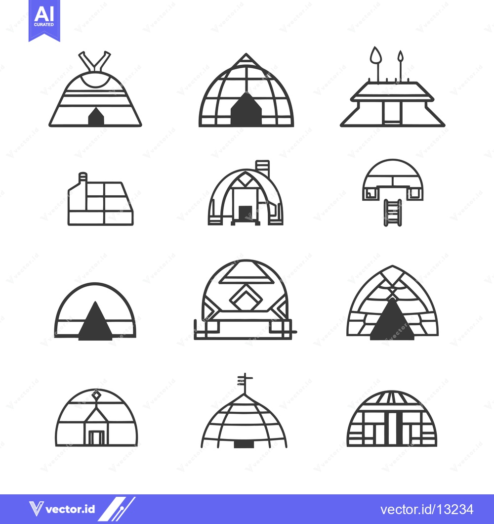 Premium Vector of A Collection of Dome-Shaped Structures and Shelters