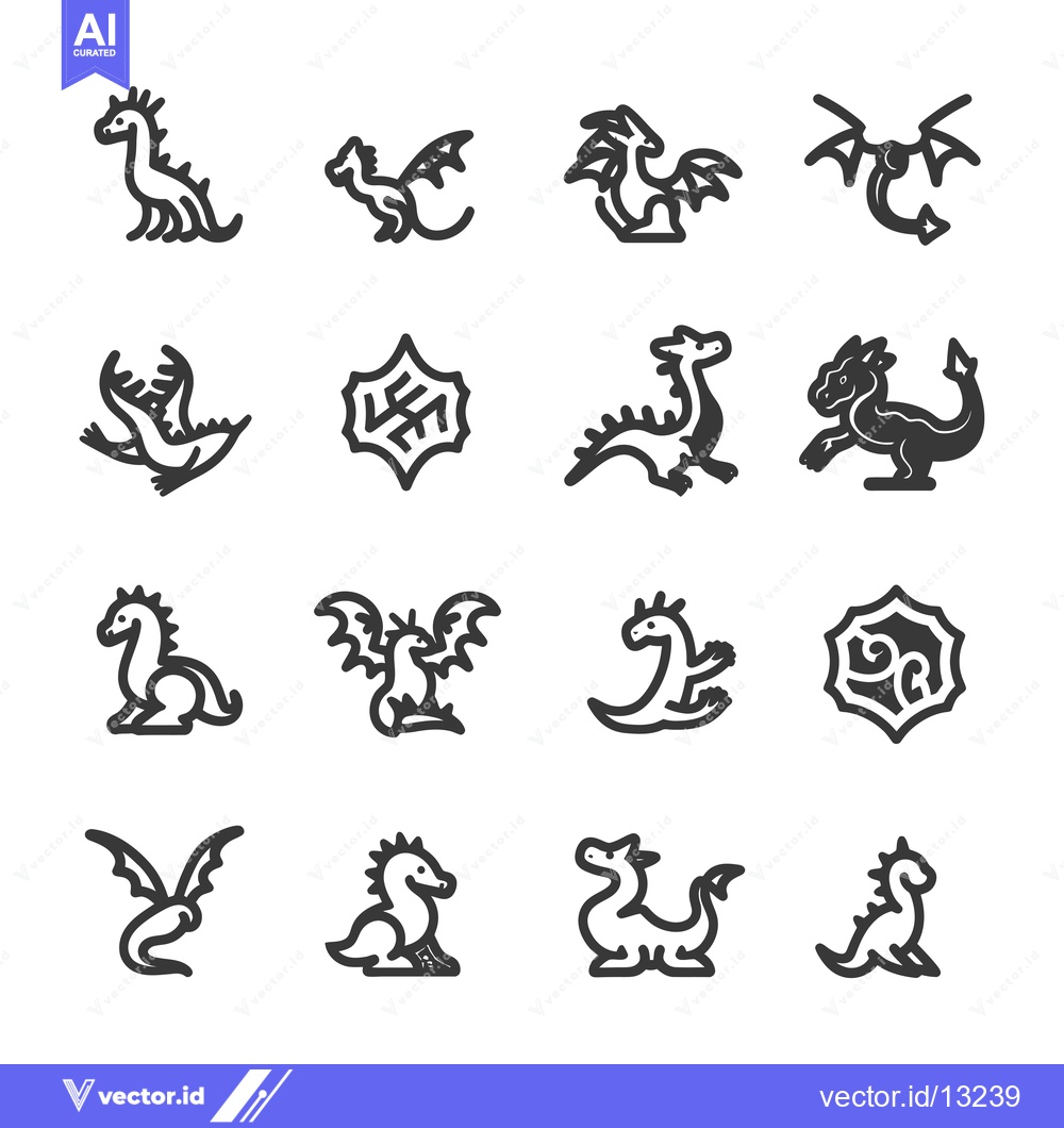 Premium Vector dari A Collection of Dragon Icon Illustrations