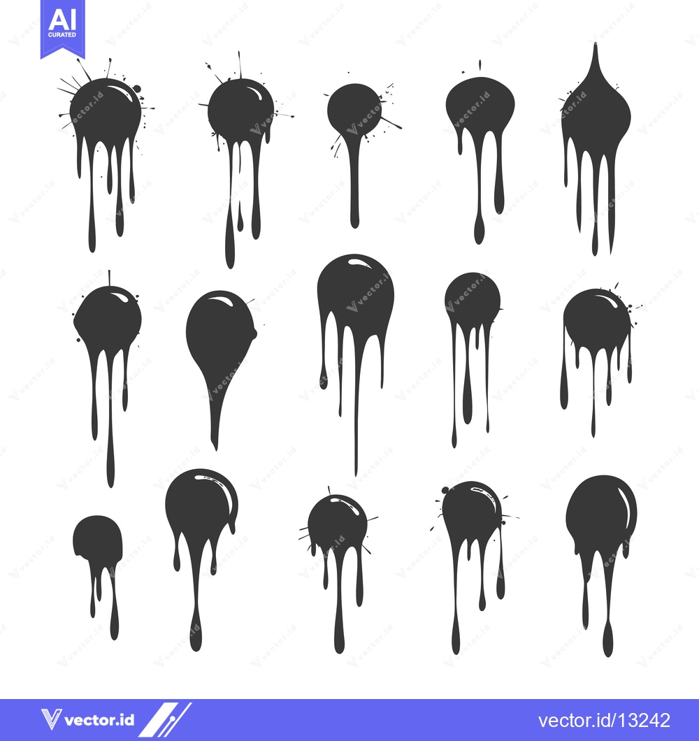 Premium Vector dari A Collection of Dripping Ink Blobs in Various Shapes and Sizes