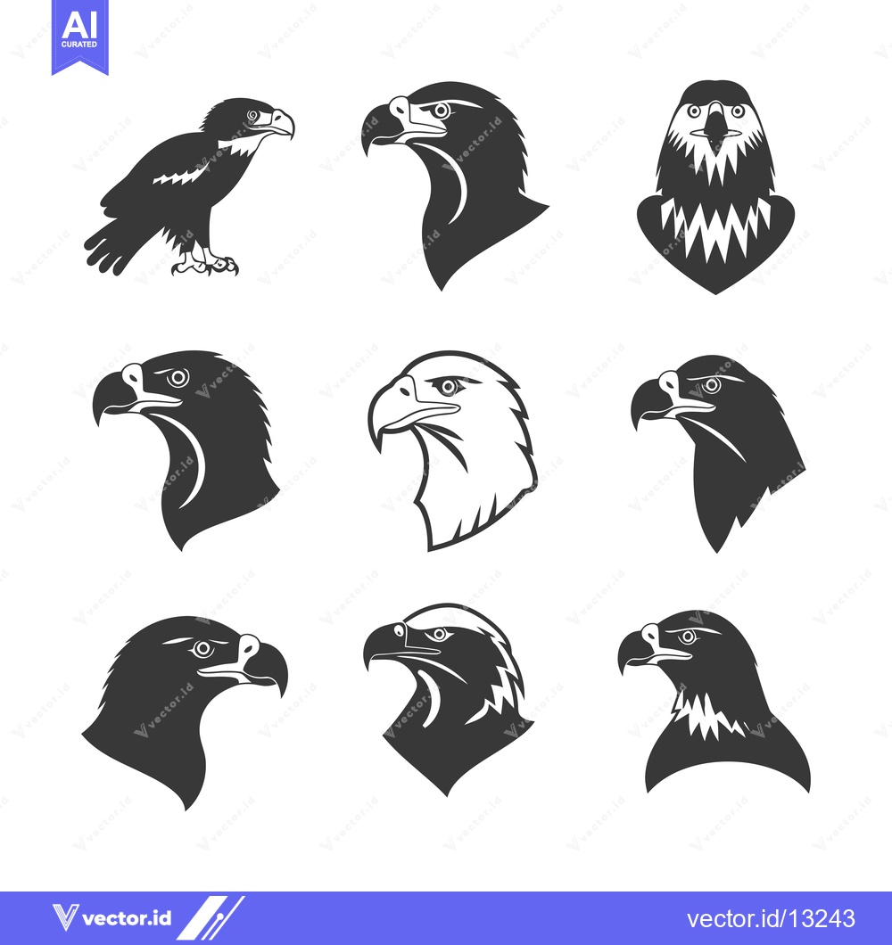 Premium Vector dari A Collection of Eagle Silhouettes in Various Poses