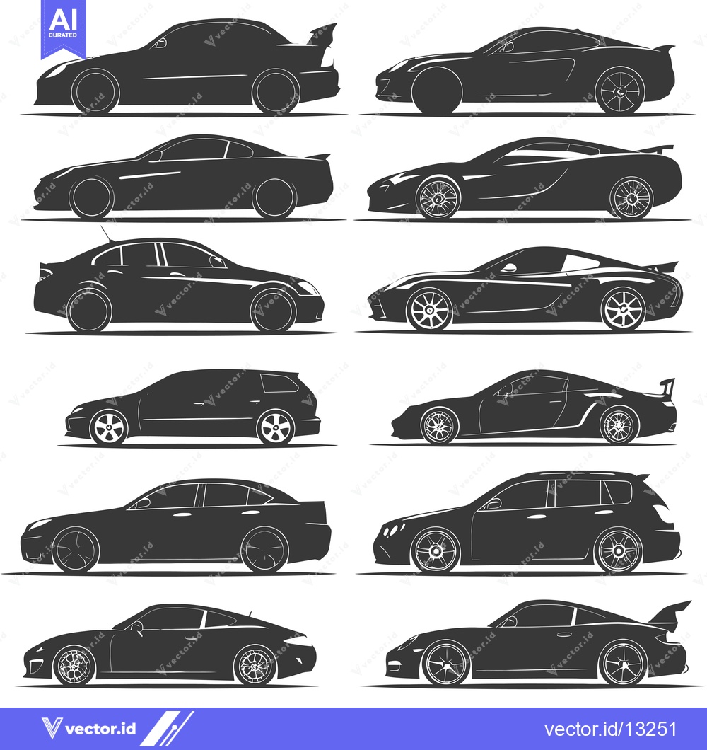 Premium Vector of A Collection of Eight Silhouettes of Different Car Types