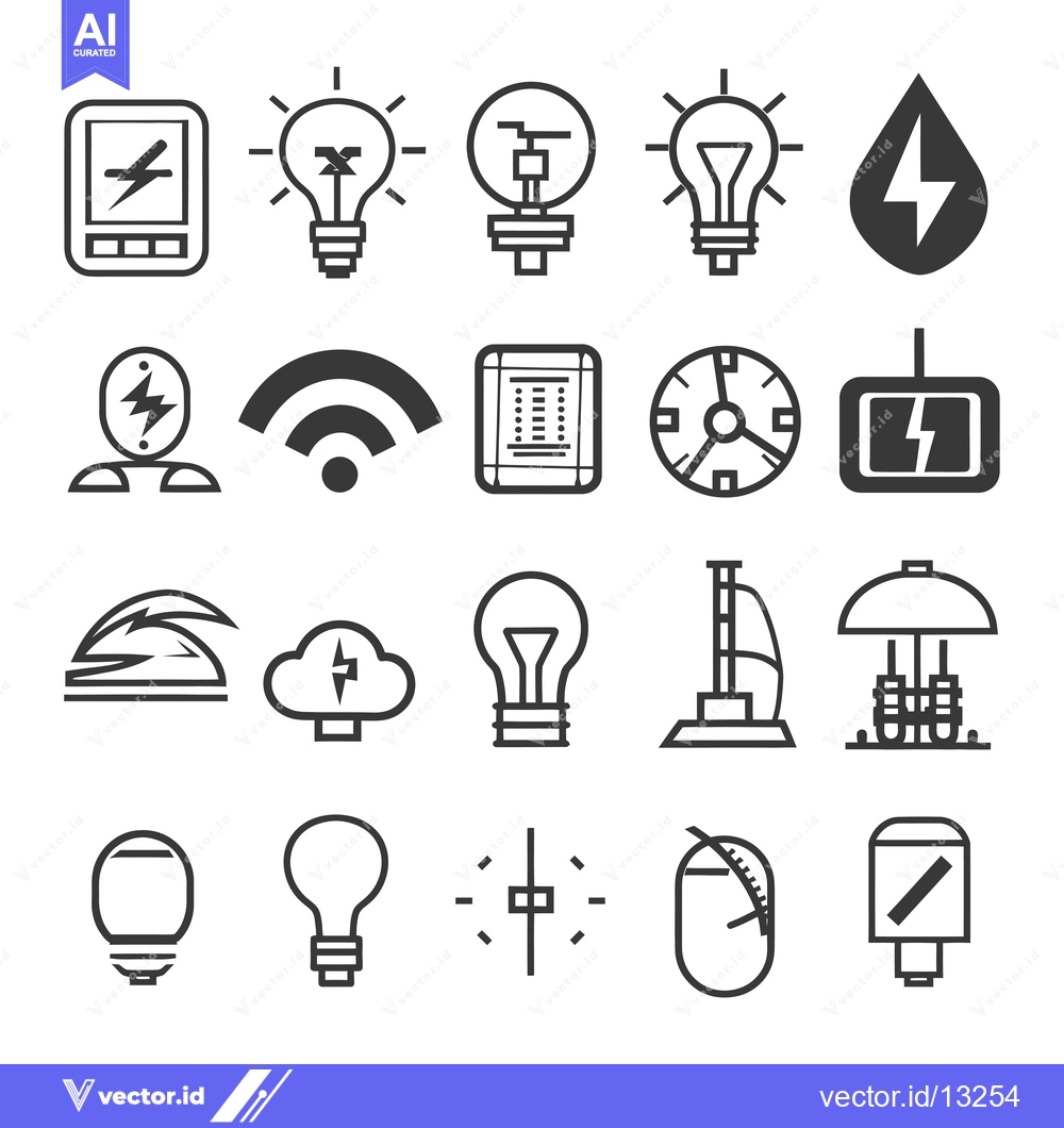 Premium Vector of A Collection of  Electricity and Lightbulb Icons