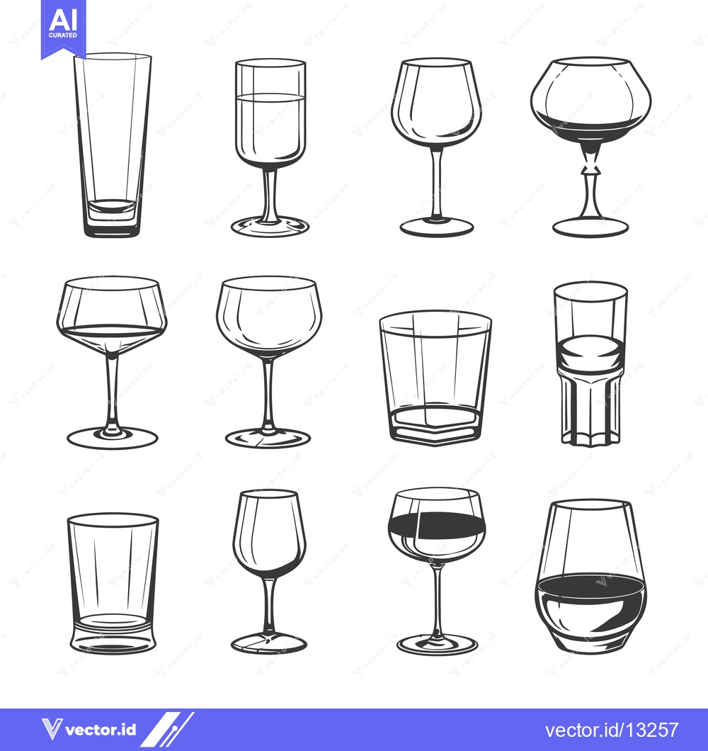 Premium Vector dari A Collection of Empty Drinkware with Various Styles and Shapes