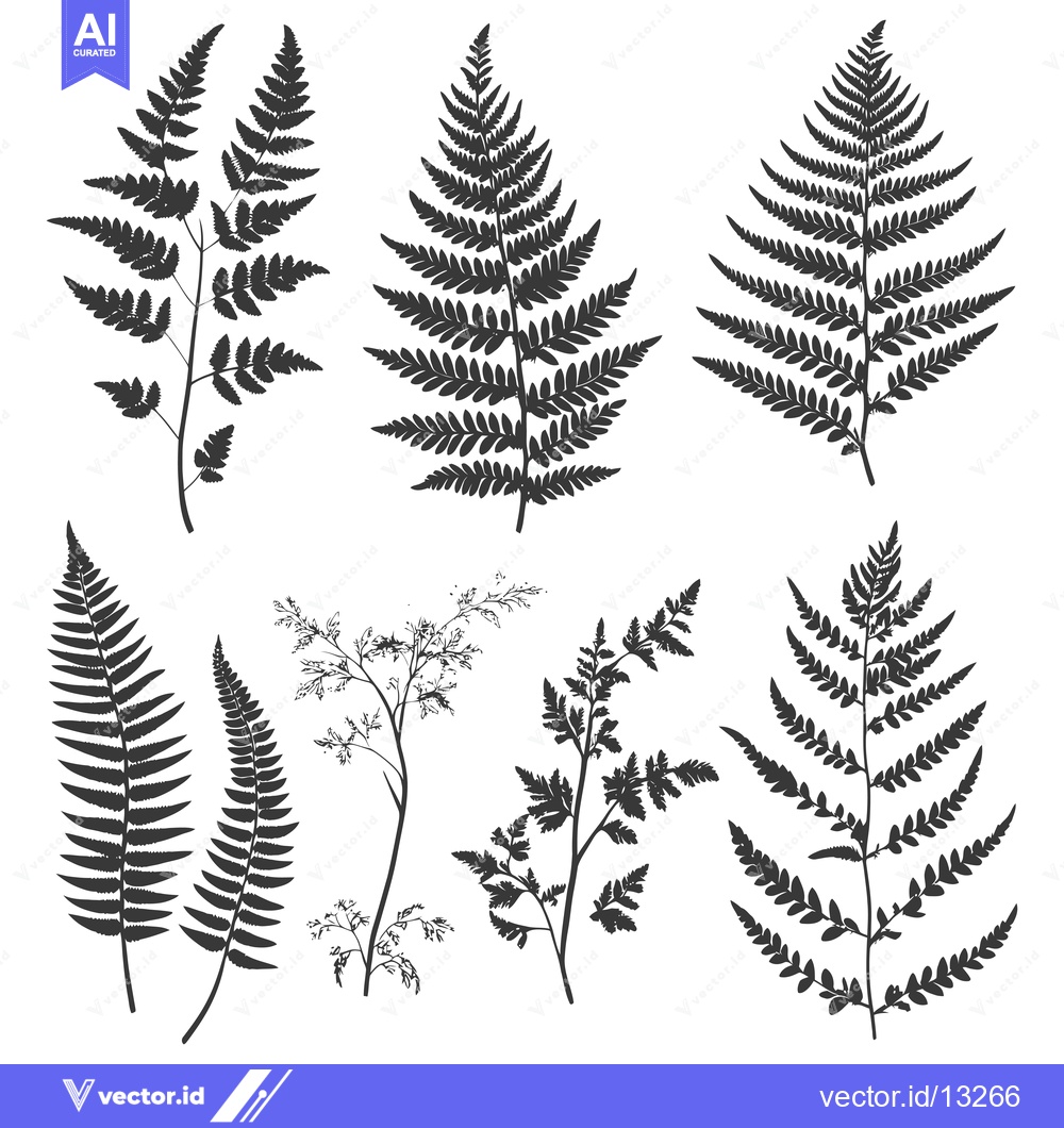Premium Vector dari A Collection of Fern and Grass Silhouettes