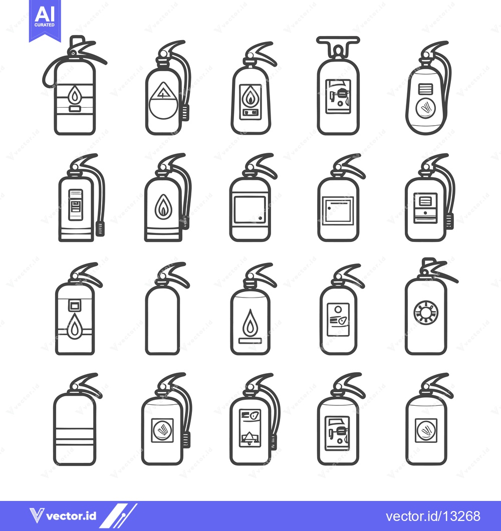 Premium Vector dari A Collection of Fire Extinguisher Icons with Different Labels and Desi