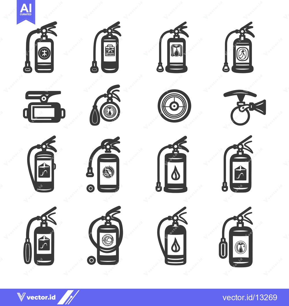 Premium Vector dari A Collection of Fire Extinguisher Icon Variations