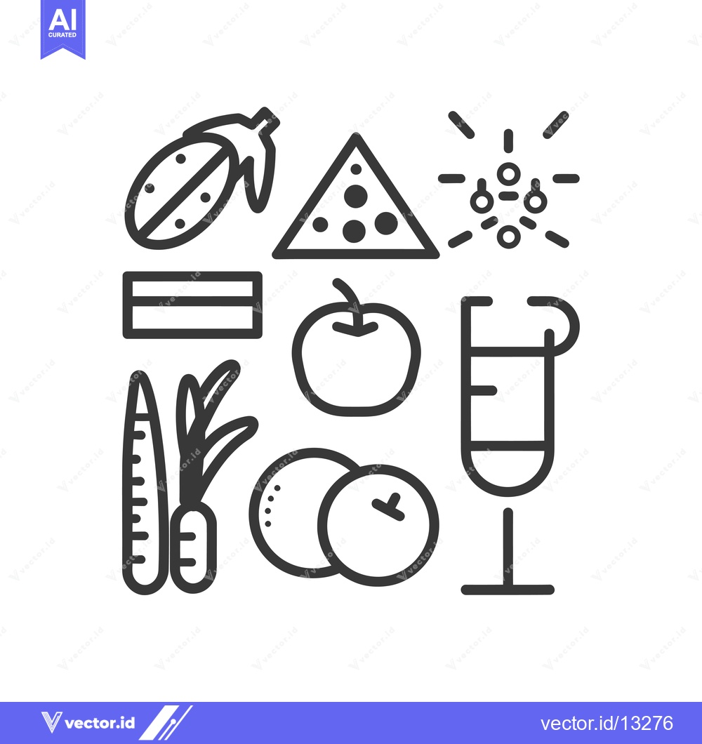 Premium Vector of A Collection of Food Icons in Outline Style