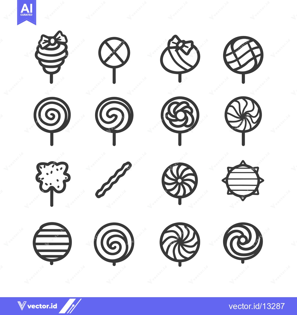 Premium Vector dari A Collection of Fourteen Unique Candy Lollipop Design Icons