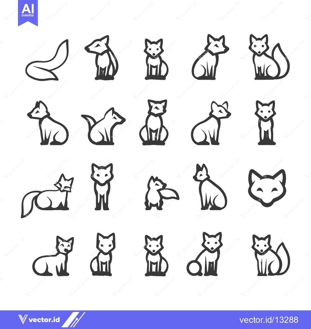 Premium Vector of A Collection of Fox Silhouettes in Various Poses