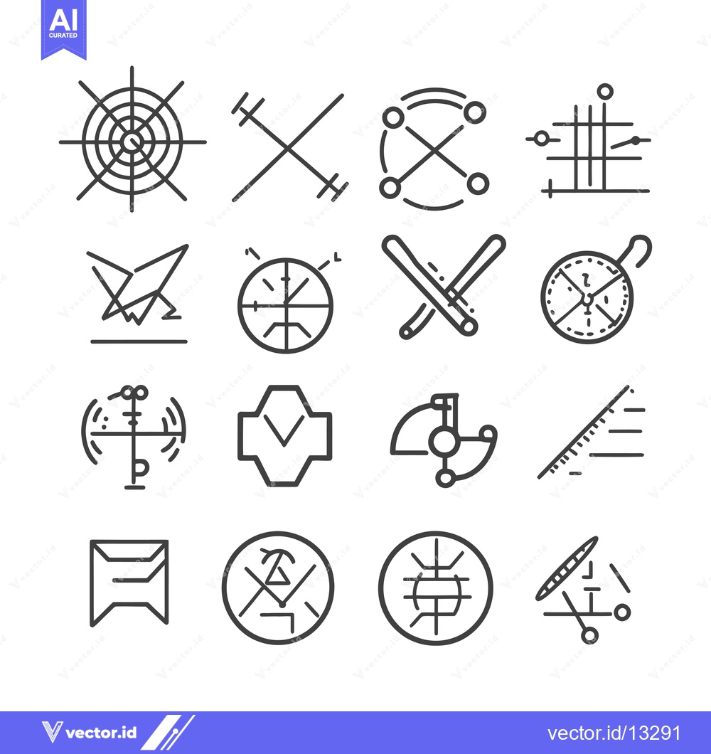 Premium Vector of A Collection of Geometric Line Art Icons