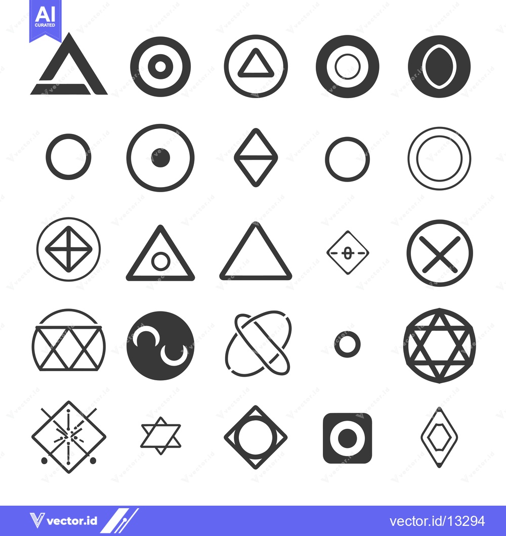 Premium Vector of A Collection of Geometric Shapes and Symbols