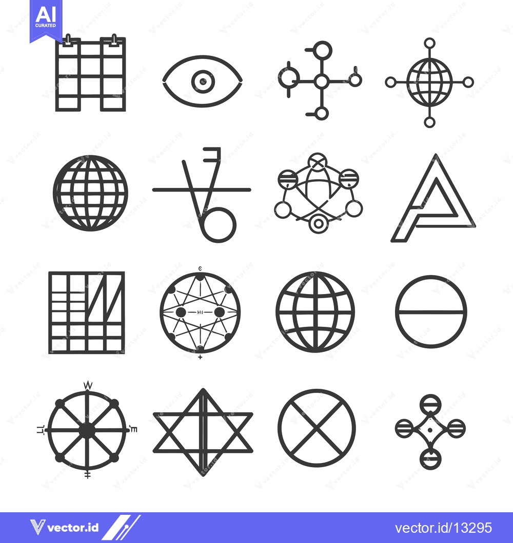 Premium Vector dari A Collection of Geometric Shapes and Symbols in Black and White