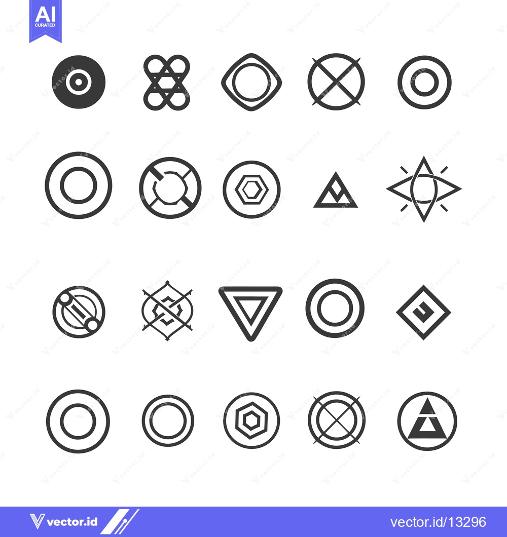 Premium Vector dari A Collection of Geometric Shapes and Symbols in Black and White