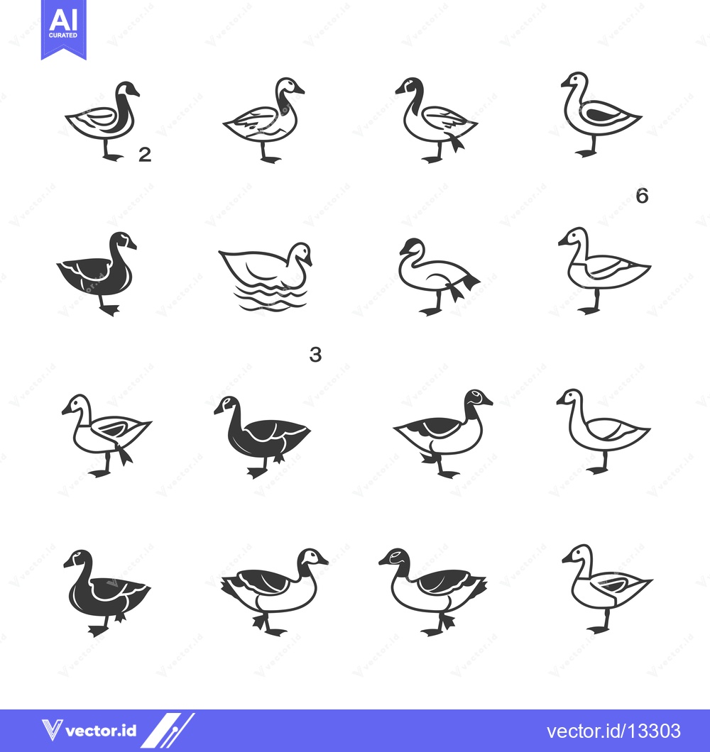 Premium Vector dari A Collection of Goose Illustrations in Various Poses