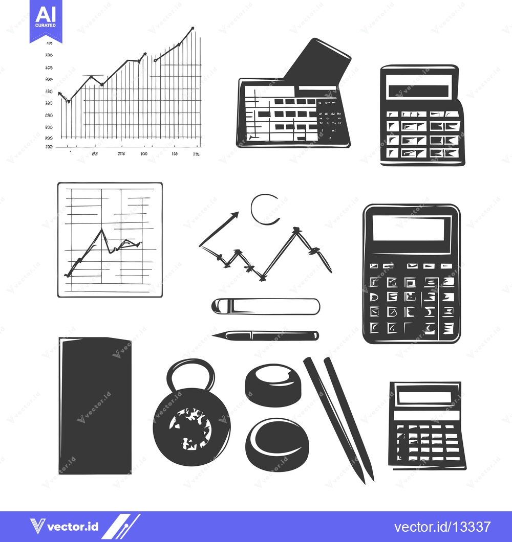 Premium Vector dari A Collection of Hand-Drawn Black and White Illustrations of Business a