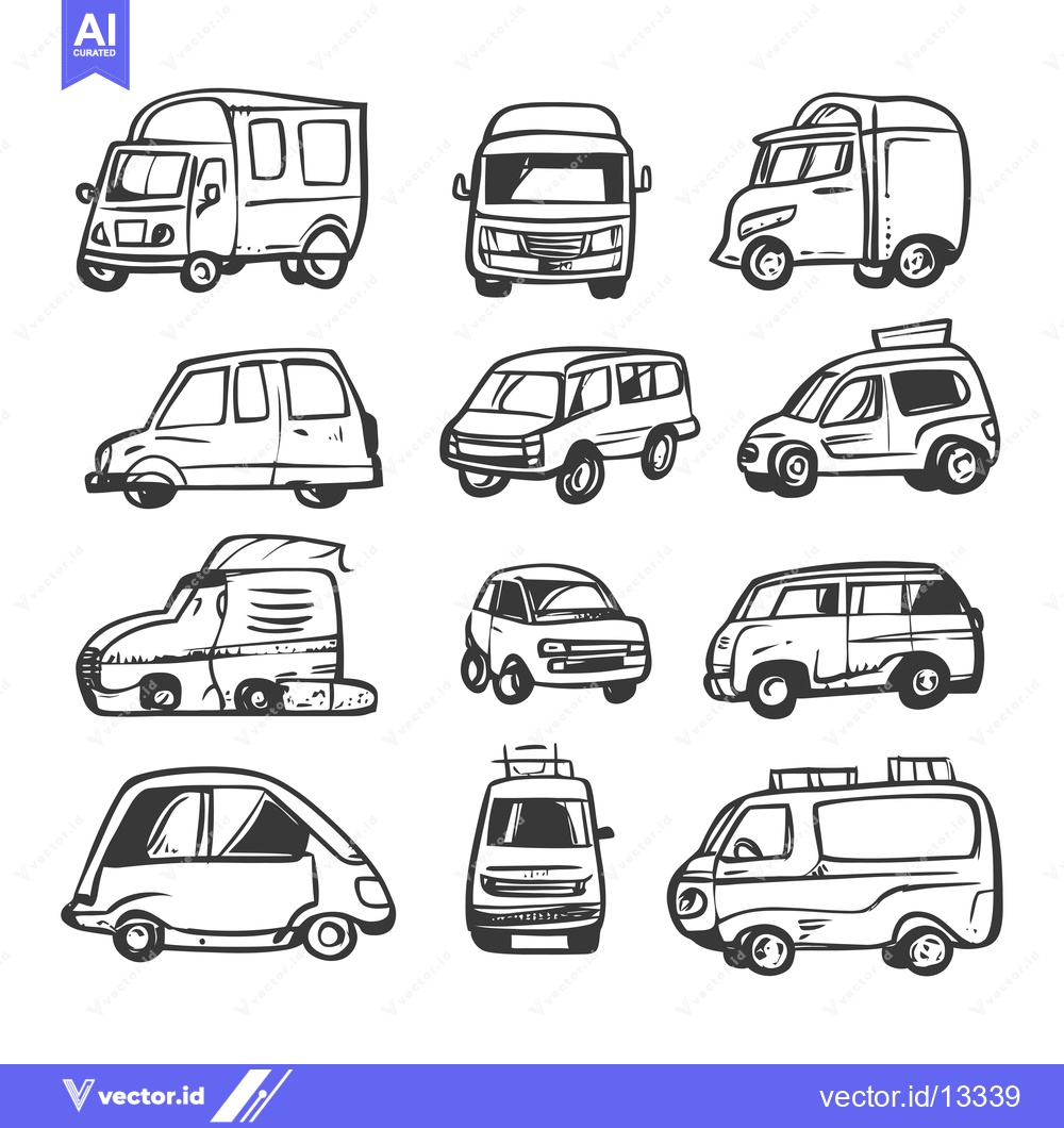 Premium Vector dari A collection of hand-drawn black and white illustrations of various va