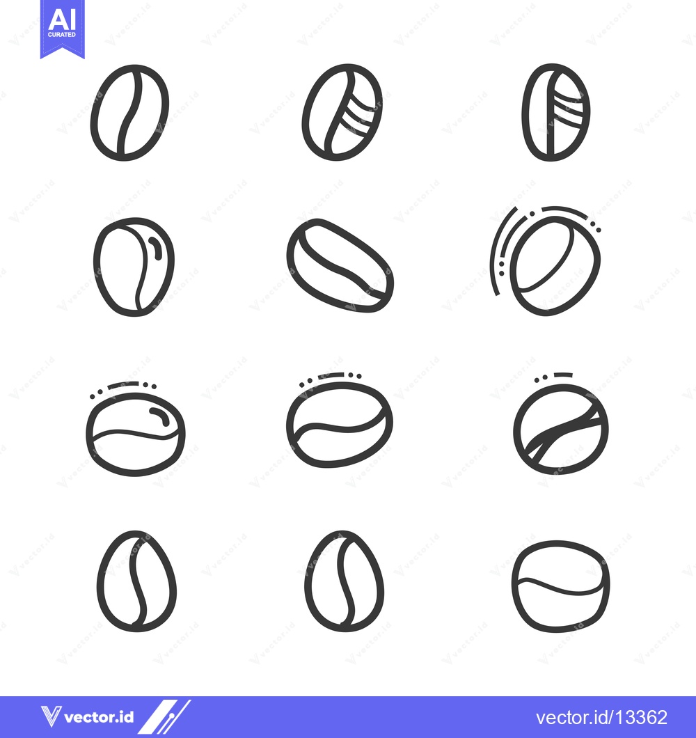 Premium Vector of A Collection of Hand-Drawn Coffee Bean Icons in Various Positions