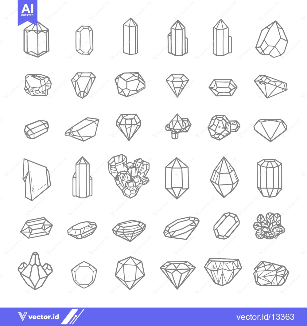 Premium Vector dari A Collection of Hand-Drawn Crystal and Gemstone Illustrations