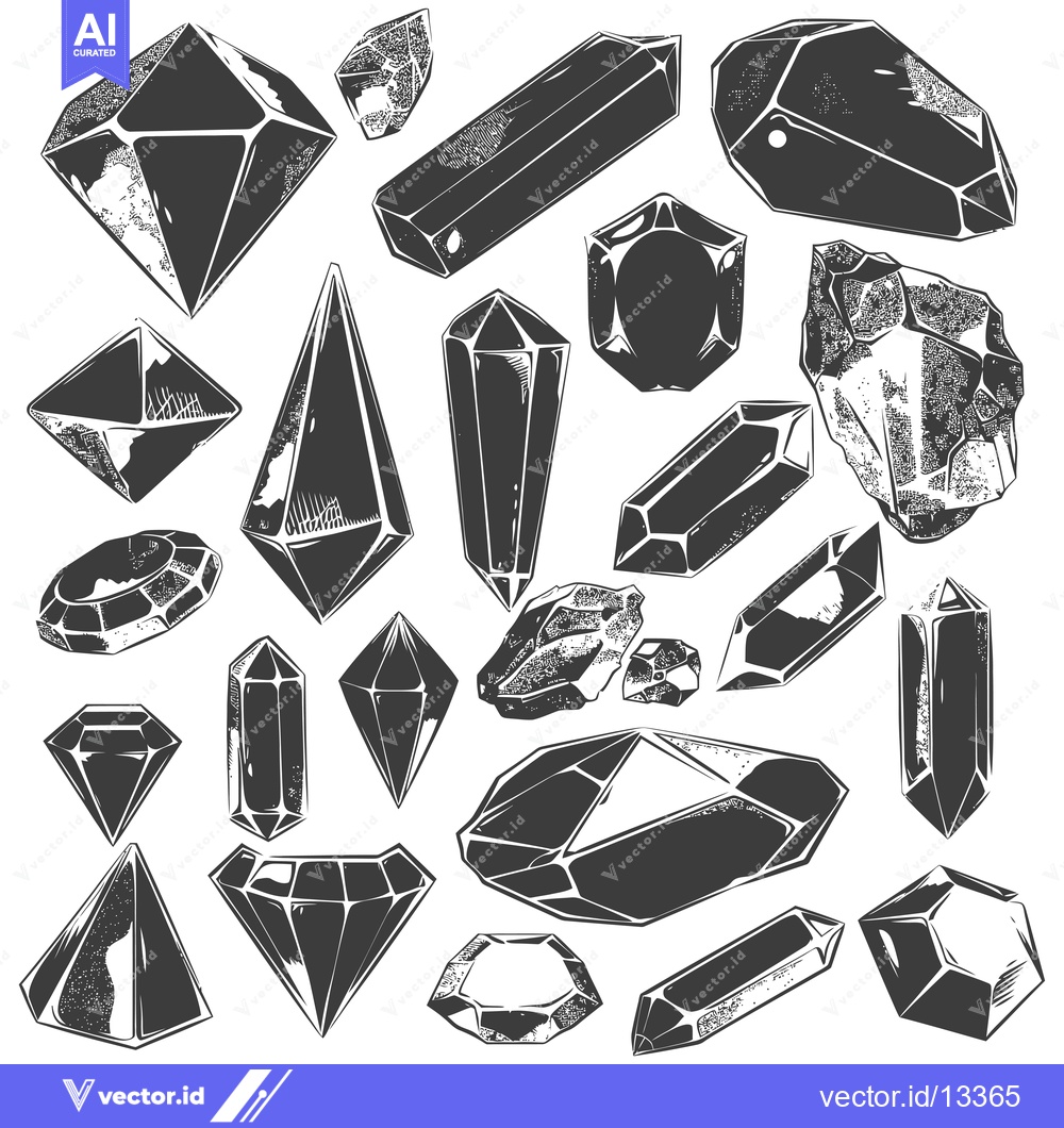 Premium Vector dari A Collection of Hand-Drawn Crystal Shapes