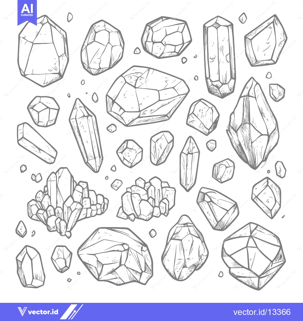 Premium Vector dari A Collection of Hand-Drawn Crystal Shapes