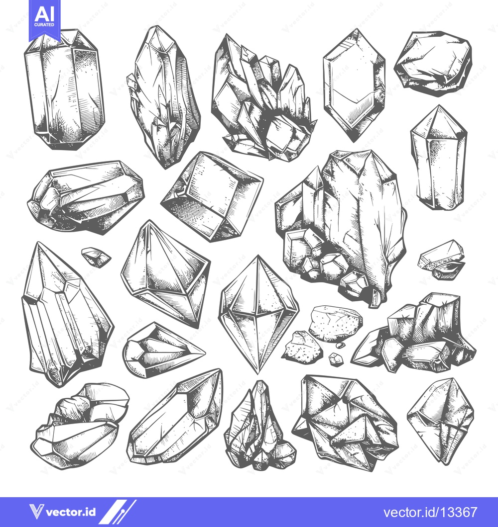 Premium Vector dari A Collection of Hand-Drawn Crystal Sketches
