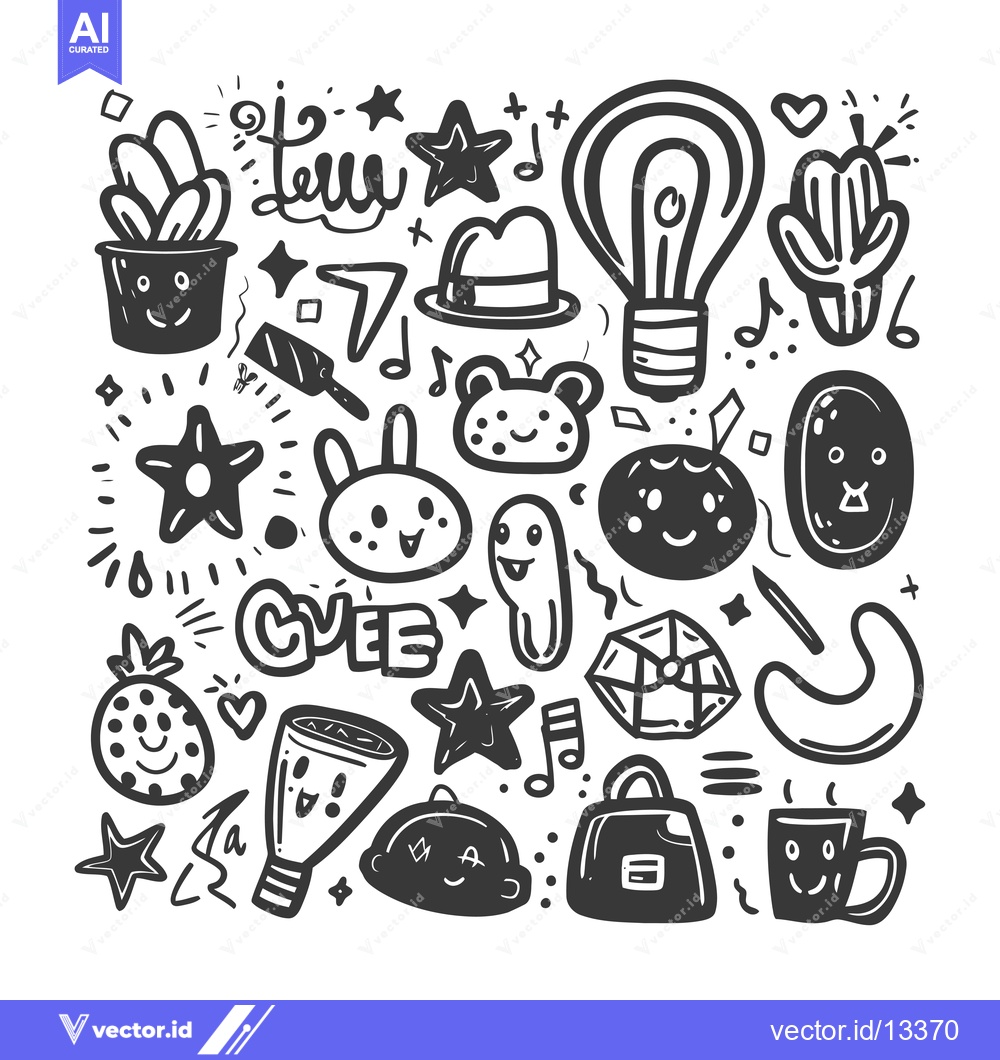 Premium Vector of A Collection of Hand-Drawn Cute and Whimsical Illustrations