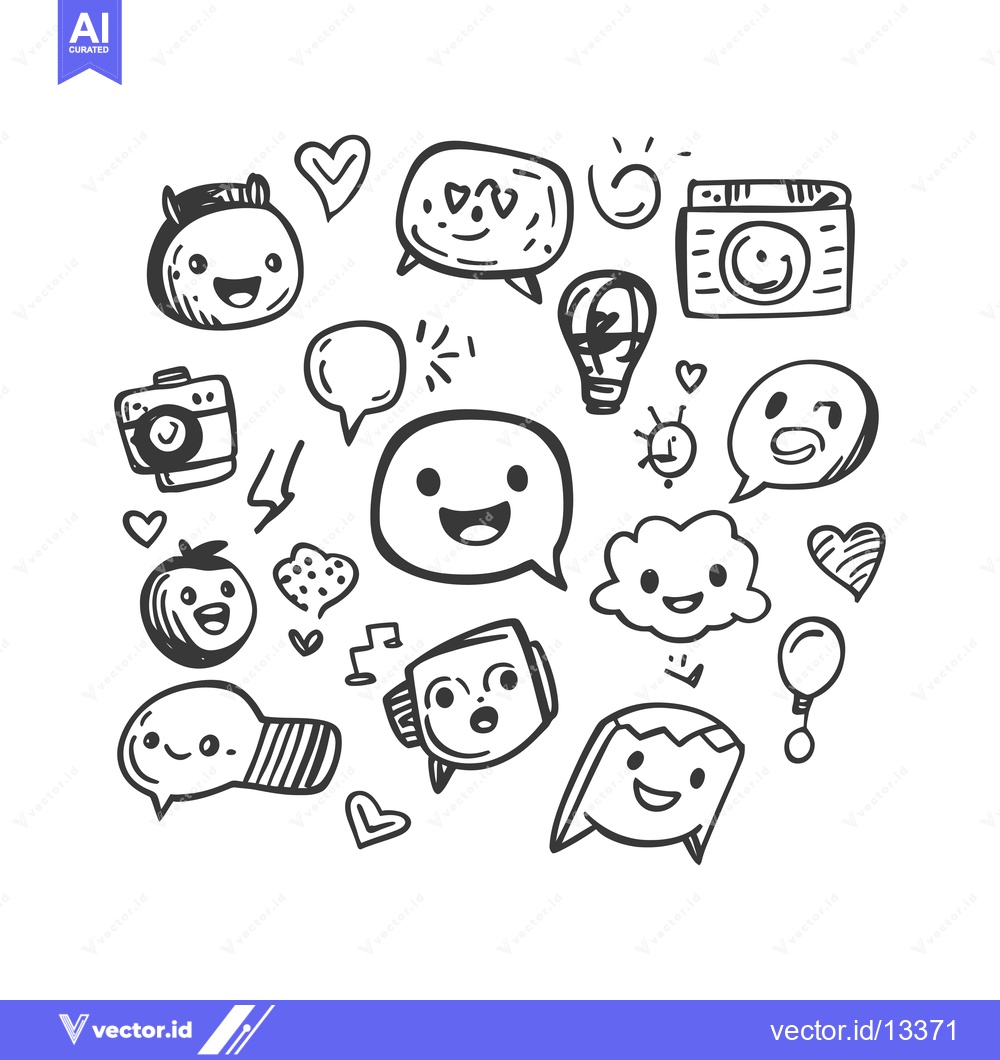 Premium Vector of A Collection of Hand-Drawn Cute Characters and Objects