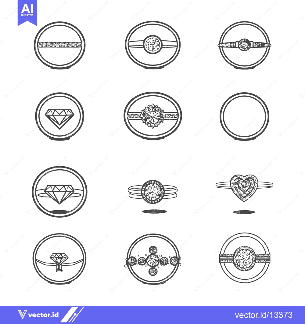 Premium Vector dari A Collection of Hand-Drawn Diamond Jewelry Designs