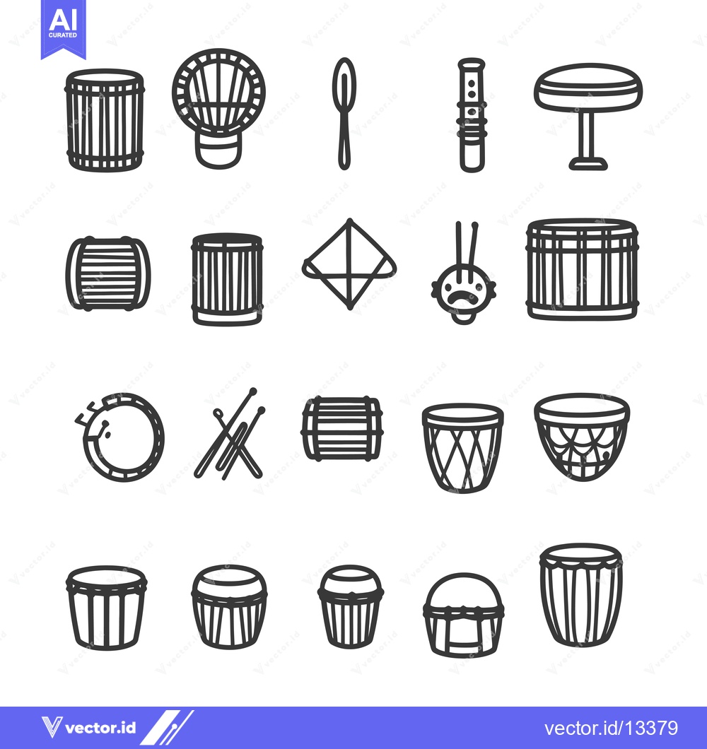 Premium Vector dari A Collection of Hand-Drawn Drum and Percussion Instrument Icons