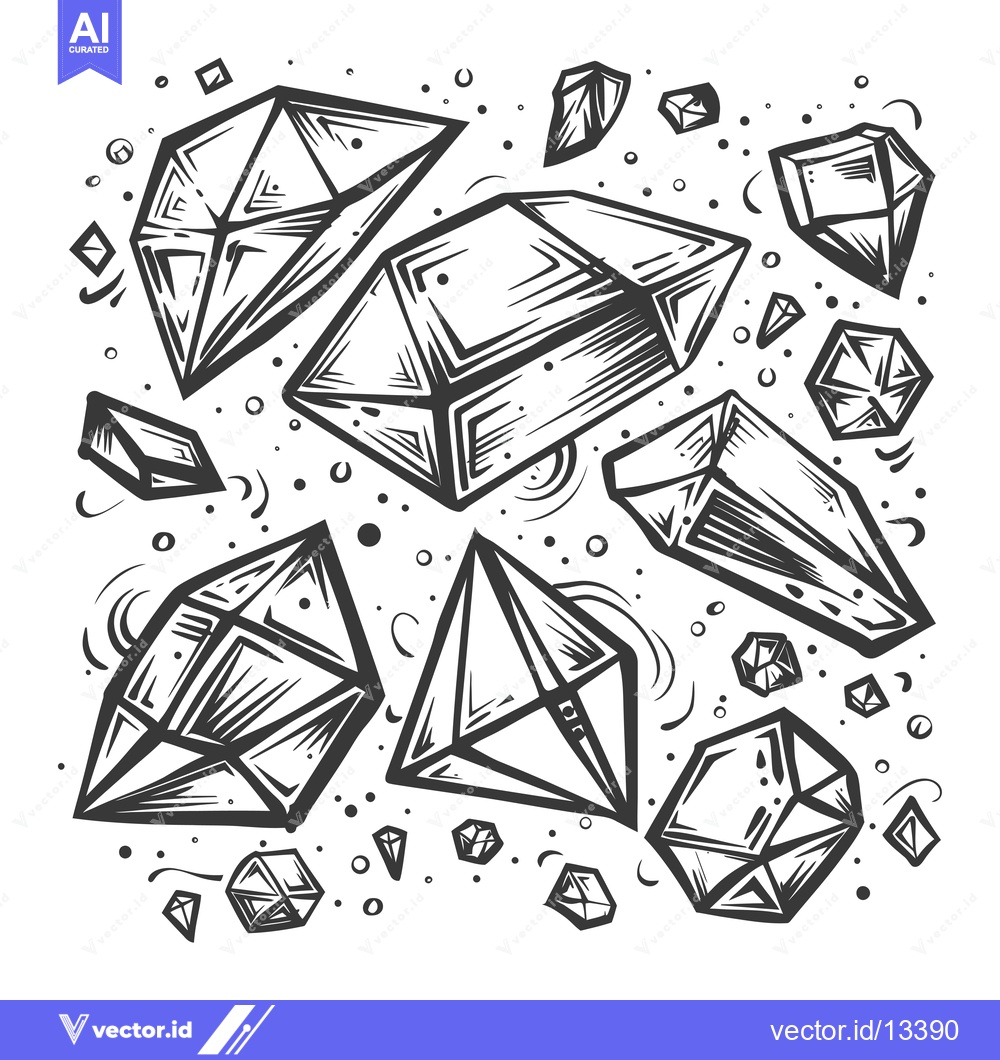 Premium Vector dari A Collection of Hand-Drawn Geometric Crystal Shapes
