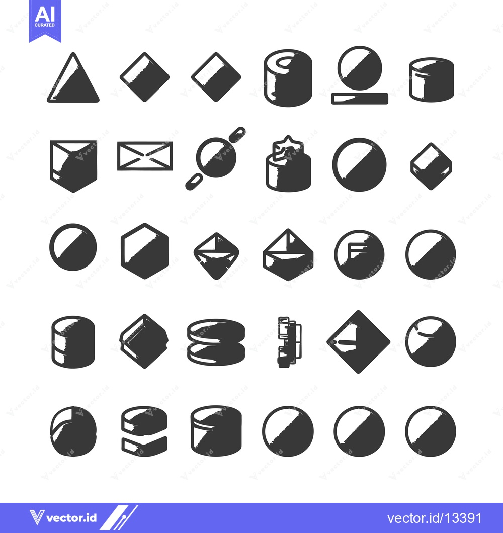 Premium Vector dari A Collection of Hand-Drawn Geometric Shapes and Cylinders