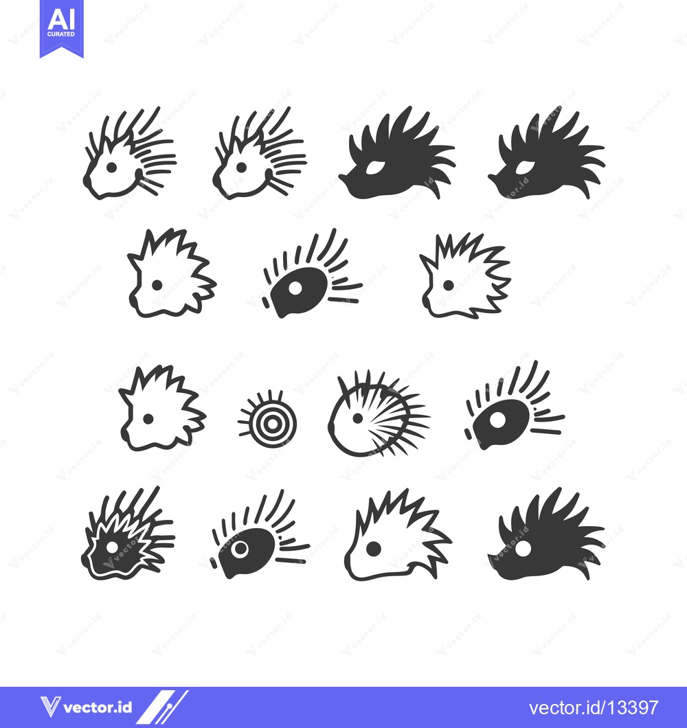 Premium Vector dari A Collection of Hand-Drawn Hedgehog Icons in Different Styles