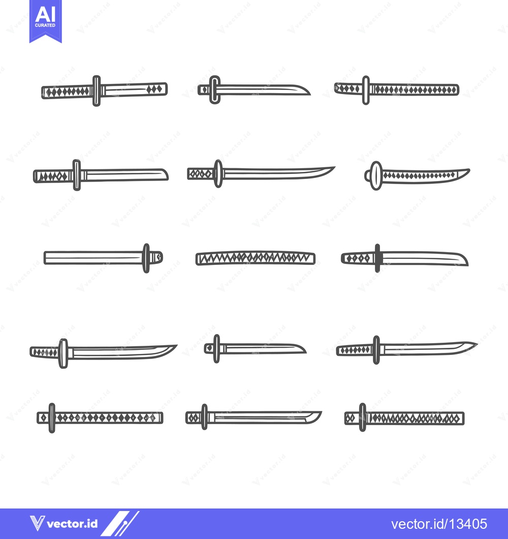 Premium Vector dari A Collection of Hand-Drawn Japanese Swords