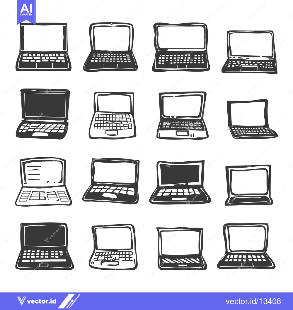 Premium Vector dari A Collection of Hand-Drawn Laptop Illustrations