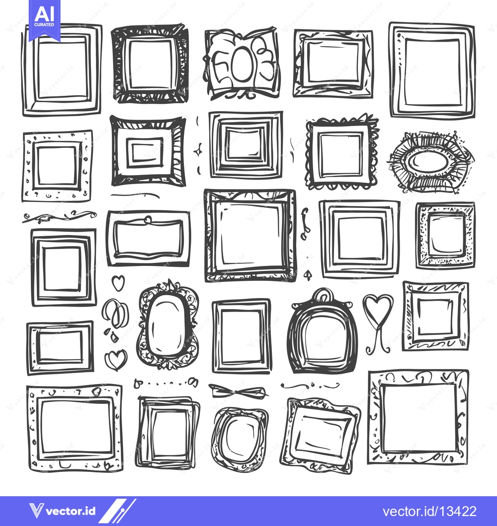 Premium Vector dari A Collection of Hand-Drawn Picture Frames with Ornate Designs