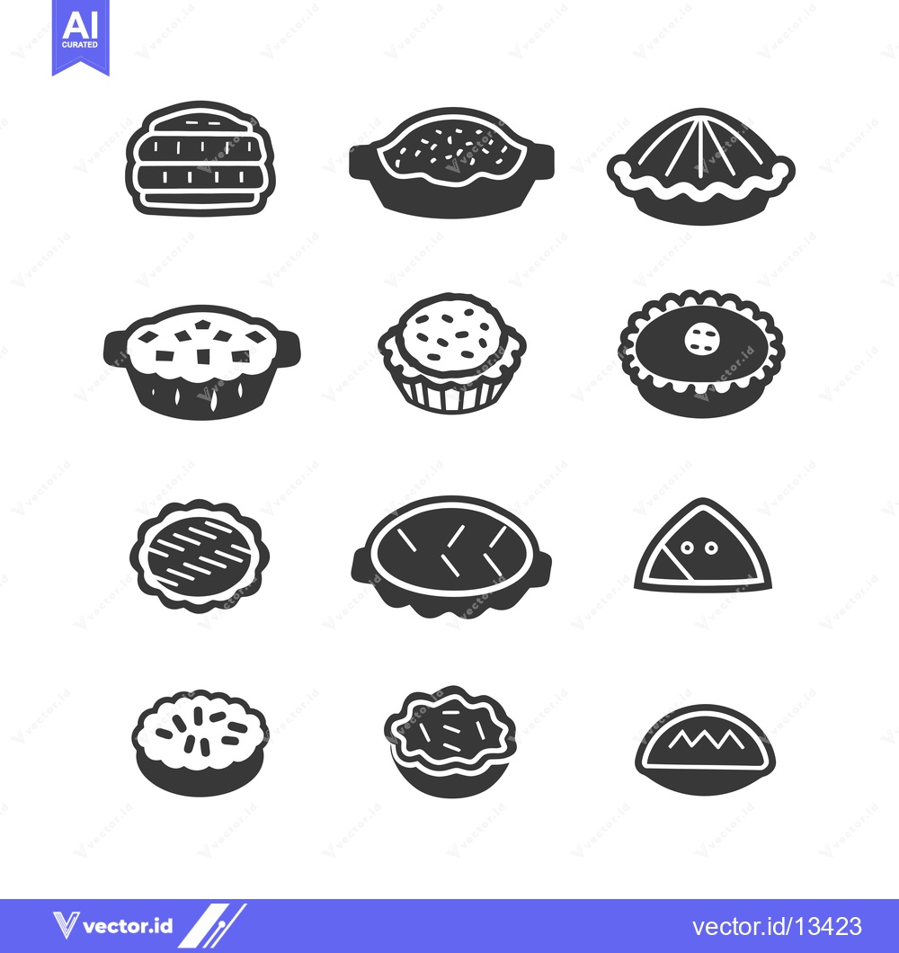 Premium Vector dari A Collection of Hand-Drawn Pie Icons in Black and White