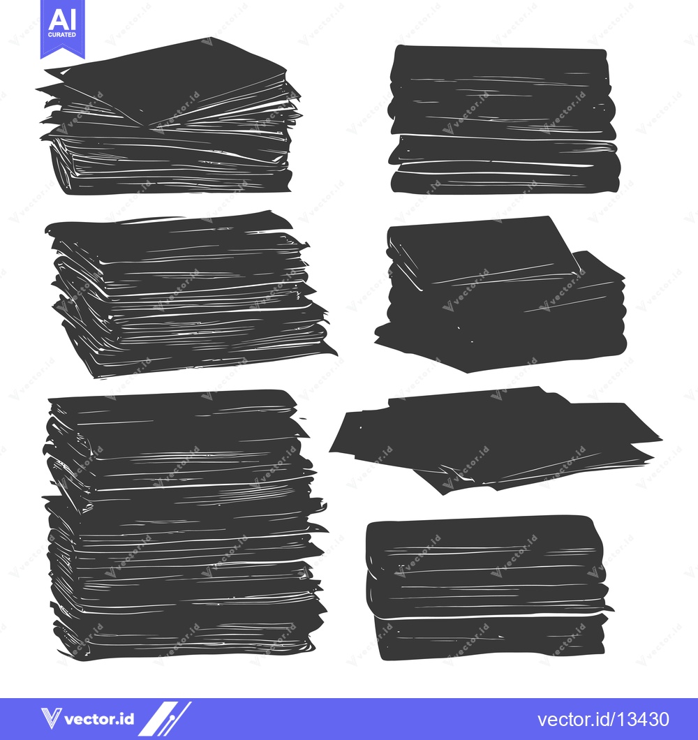 Premium Vector dari A Collection of Hand-Drawn Silhouettes of Stacked Books