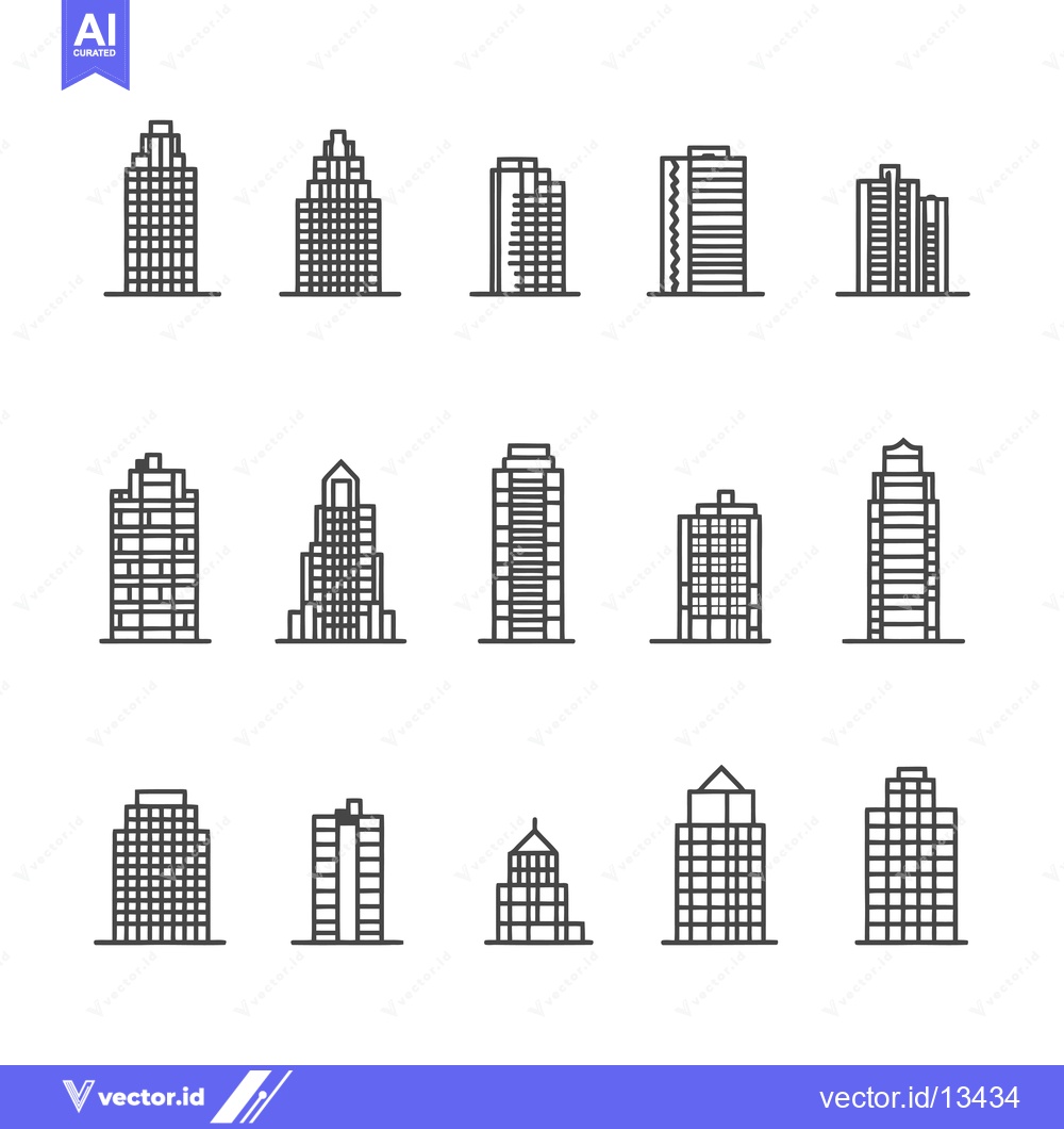 Premium Vector dari A Collection of Hand-Drawn Skyscraper Outline Icons