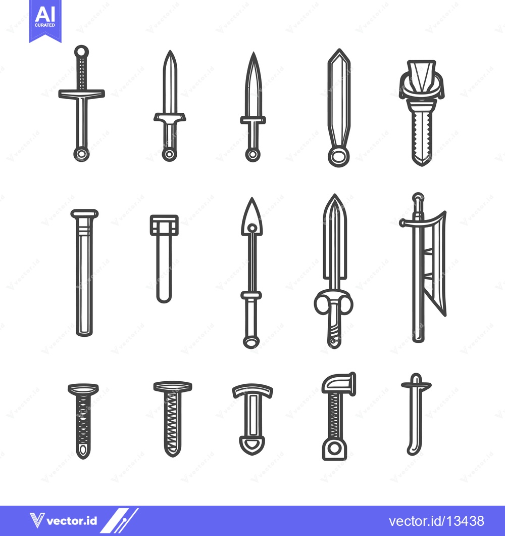 Premium Vector of A Collection of Hand-Drawn Sword and Knife Illustrations