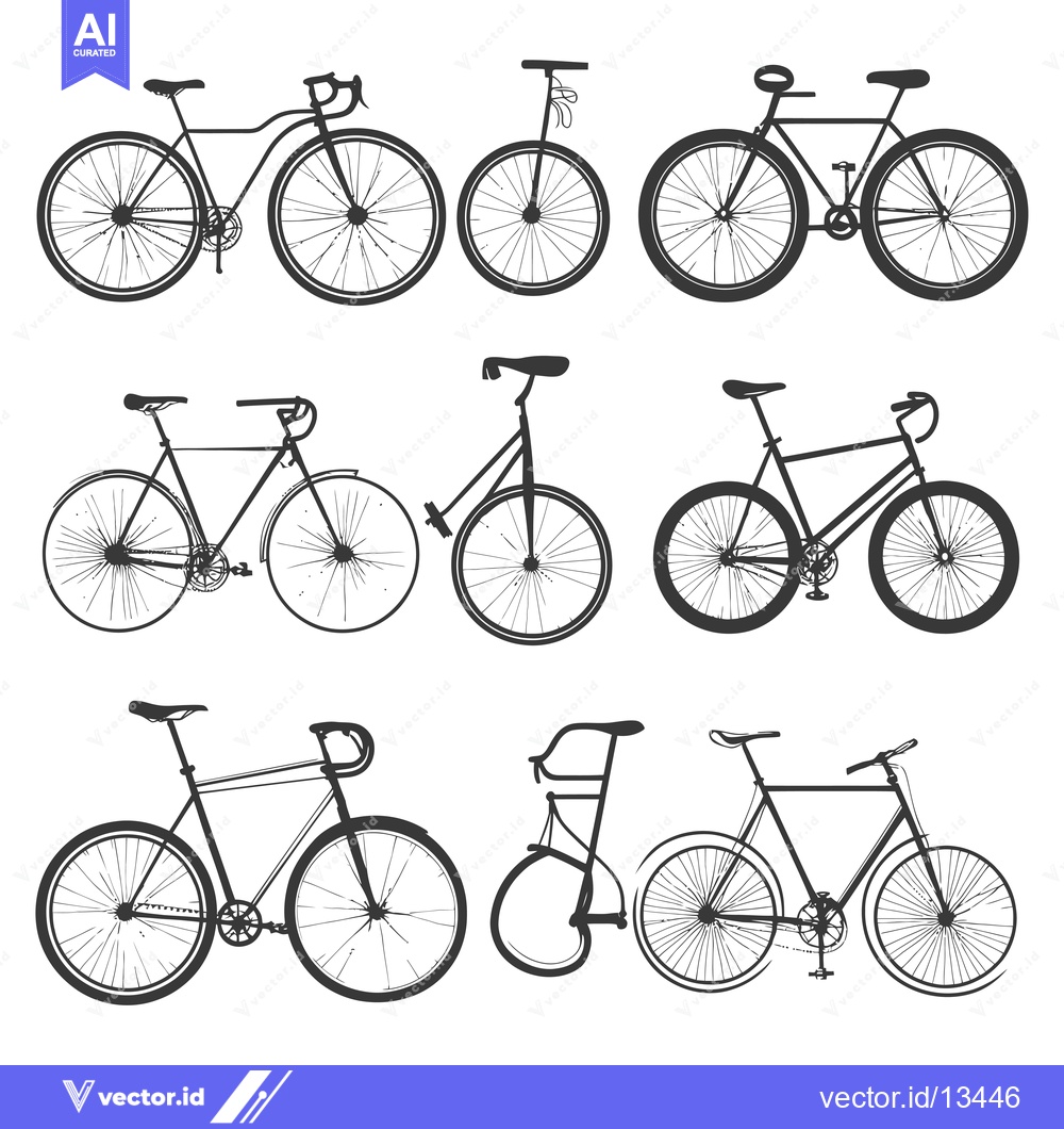 Premium Vector of A Collection of Hand-Drawn Vintage Bicycle Silhouettes