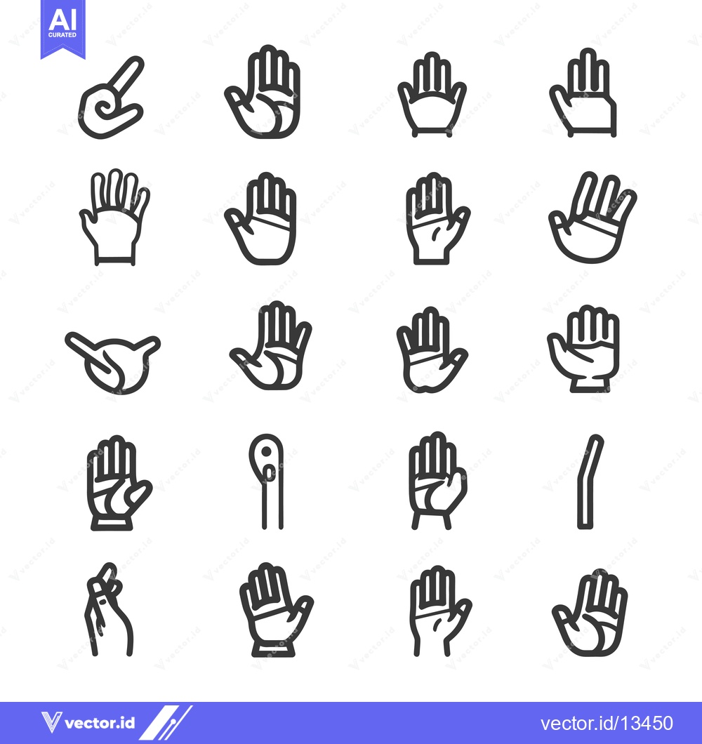 Premium Vector dari A Collection of Hand Gestures Depicted as Line Icons