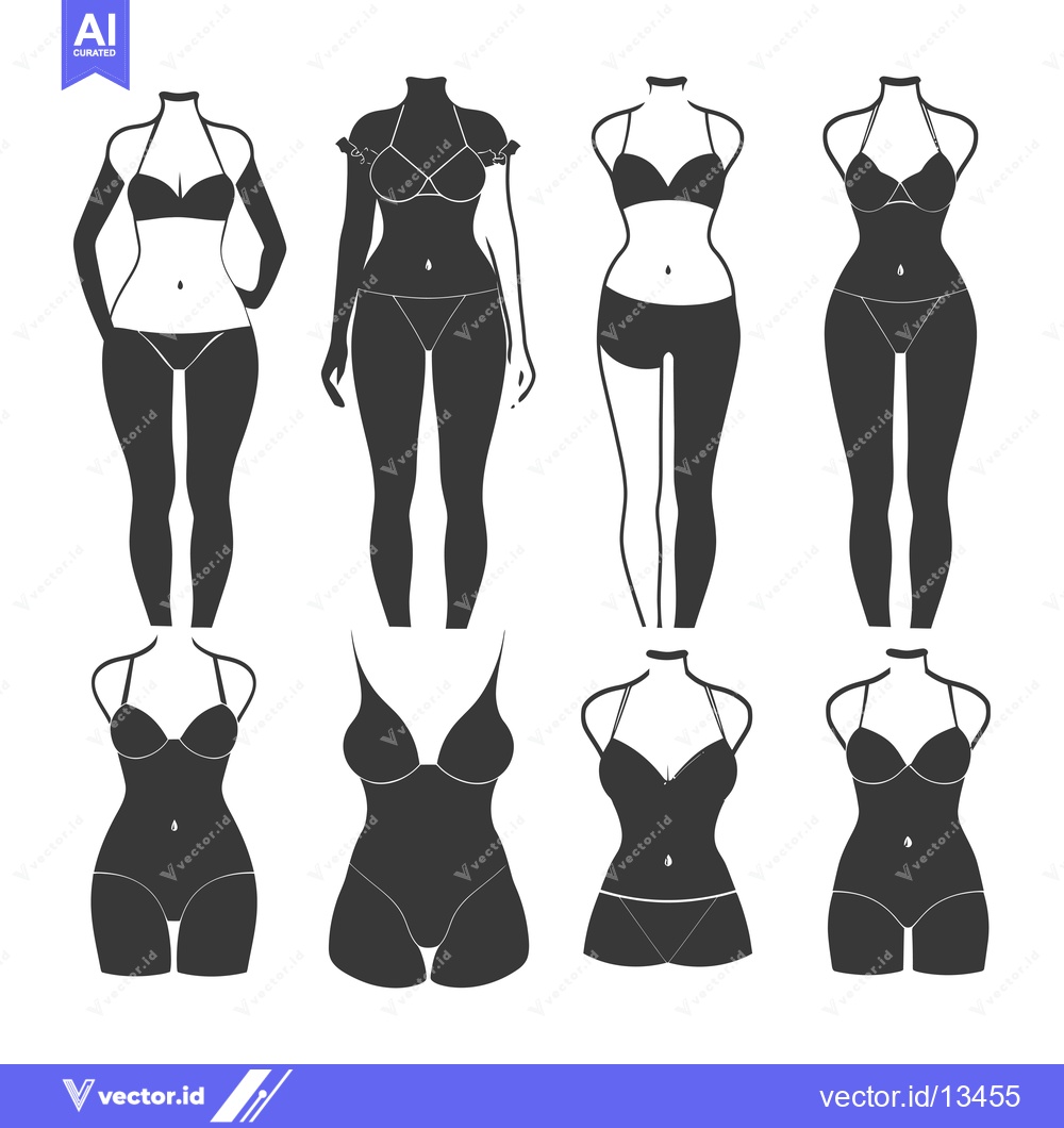 Premium Vector of A collection of headless female silhouettes wearing bras and underwear
