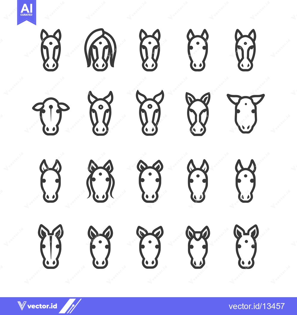Premium Vector of A Collection of Horse and Cow Head Icons
