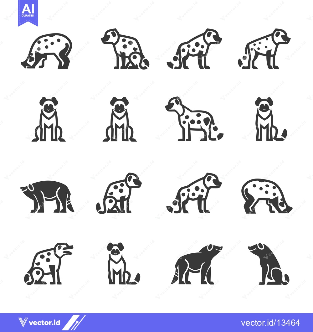 Premium Vector dari A Collection of Hyena Silhouettes in Various Poses
