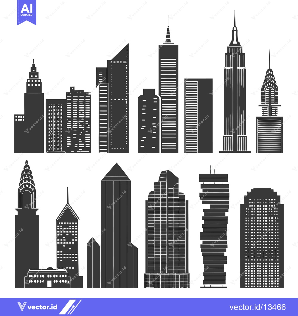 Premium Vector dari A Collection of Iconic Modern Skyscraper Silhouettes